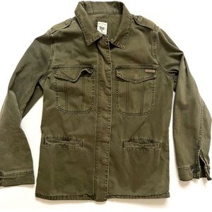 Billabong Women’s Utility Jean Jacket, Dark Green Size Small